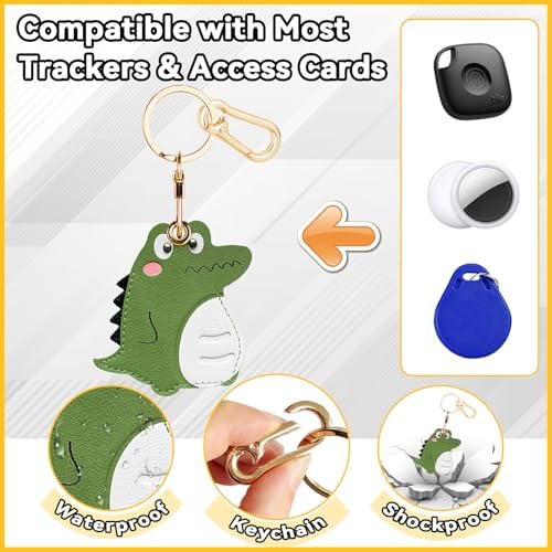 Leather Keychain Holder Case for AirTag, Cute Protective Cover for Apple Airtag KeyChain, GPS Tracker Item Finder