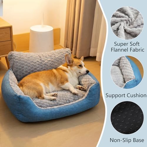 Medium Dog Bed, Orthopedic Bolster Sofa with Soft Plush Cushion, Machine Washable Non-Slip Bottom for Joint Pain Relief,30"x24"x13" All Season Comfort for Dogs Up to 33 lbs