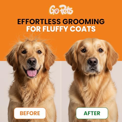 GoPets Double Row Dematting Rake Undercoat Deshedding Tool for Dogs & Cats