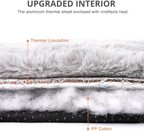 Cat Bed, Washable Round Cat Beds for Indoor Cats, Super Soft Faux Rabbit Fur Pet Bed for Puppy and Kitten with Anti-Slip Bottom (Grey, 20"x20"x8")