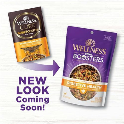 Wellness Bowl Boosters, Dog Food Topper for Small, Medium, & Large Breeds, Grain Free, Natural, Freeze Dried, Digestive Health Chicken, 4 Ounce Bag (Pack of 2)