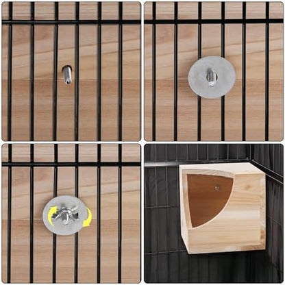 Yesland Wood Chinchilla House, Natural Square Small Animal Hideout Hut for Chinchilla, Squirrel, Sugar Gliders in Cage - 6.5 X 6.5 X 6.5 Inches (Pack of 2)