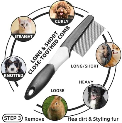 Dog Brush for Shedding, 7 PCS Dog Grooming Brush Kit, Undercoat Rake, Slicker Brush, Deshedding Comb, Bath Brush, Nail Clipper for Long & Short Haired Dogs & Cats, Black