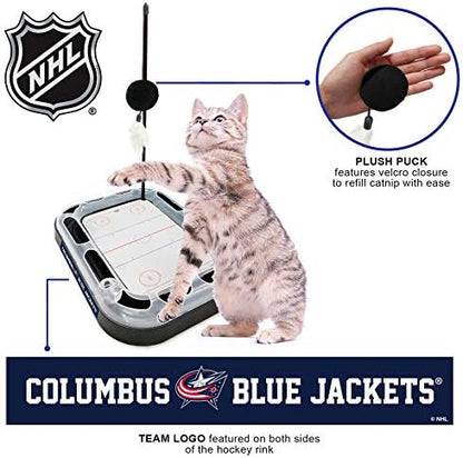 Pets First NHL Columbus Blue Jackets Hockey Field Cat Scratching Toy With Interactive Ball Bell in Tracks - 5-in-1 Scratcher