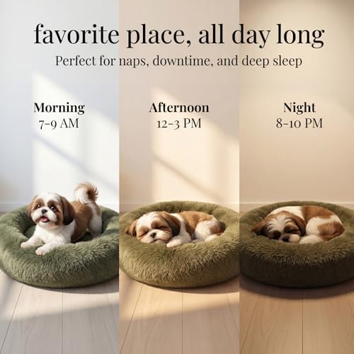 nononfish Soft Dog Bed for Small Dogs,Plush Round Calming Pet Bed