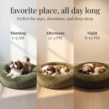 nononfish Soft Dog Bed for Small Dogs,Plush Round Calming Pet Bed