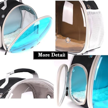 WEVONIGU Bearded Dragon Travel Backpack Carrier with Porlarized Bubble Window for Small Animal,with Soft Warm Mat Set,Guinea Pig Cage for 2,Reptile Bag for Lizards Gecko Hedgehog Rat Parrot Birds
