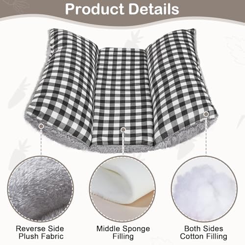 15"x14" Soft Plush Rabbit Bed Washable Cuddle Mat for Small Pets
