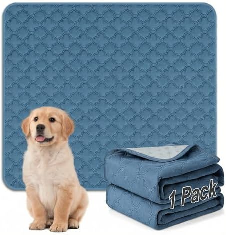 FunFurry Washable Pee Pads for Dogs - 1 Pack Reusable Pee Pads，Waterproof Puppy Pads，Pet Training Pads，Super Absorbent with Dog Paw Shape Non-Slip Backing (Blue, 72" X 72" - 1 Pack)