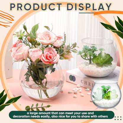 FoldTier 24 Pcs Plastic Fish Bowls 27 Oz Clear Round Vase Centerpieces