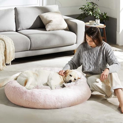Western Home Calming Donut Large Dog Bed Pet Bed,36" Pink