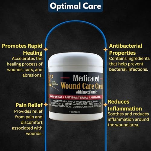 E3 Medicated Wound Cream for Horses, Dogs, Rabbits - Hot Spot Treatment Ointment - Dog Hot Spot Remedy & Paw Care - Non Greasy (1)