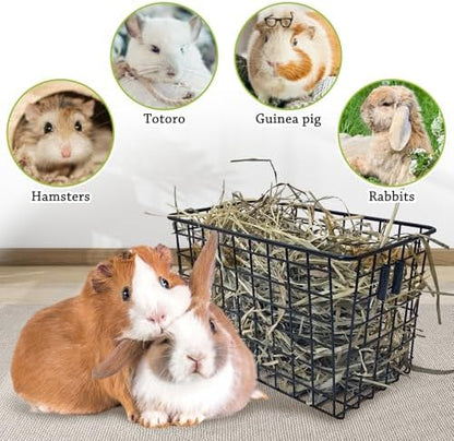 kathson 2Pcs Rabbit Hay Feeder Metal Bunny Hay Holder Guinea Pig Hay Rack Reduce Mess Chinchilla Grass Dispenser Small Animlas Hay Manger for Cage Supplies