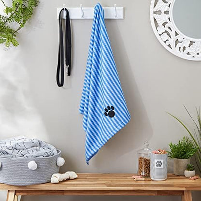 DII Design Embroidered Pet Towel, 44 x 27.5", Striped Blue