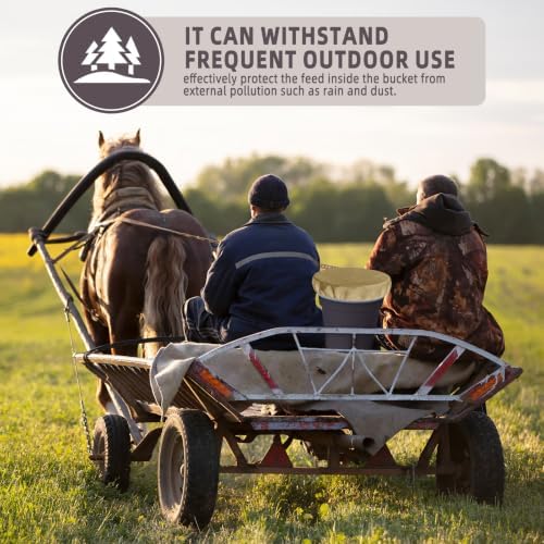 2-5 Gallon Horse Bucket Cover, Waterproof Horse Feed Bucket Cover, Lightweight and Easy to Use (Excluding Bucket, Khaki)