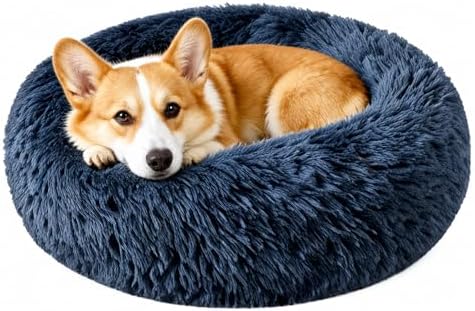 Medium Dog Bed, Washable Plush Donut Dog Bed, 28 Inch