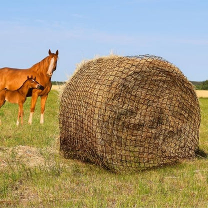 TONGMO 6x6 ft Round Bale Hay Net for Horses & Livestock - Slow Feeder Hay Nets with 2 inches Hole