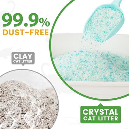 NEWORD Non-Clumping Crystals Cat Litter, Superior Odor Control Silica Gel Litter, Low Tracking & Dust-Free, Soft-On-Paws, Aloe Vera Fragrance, 14 lbs (2 Packs of 7lb Bags)