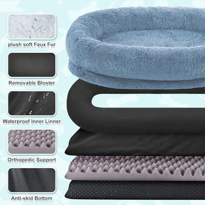 YAEM Human Dog Bed, 71"x45"x12" Calming Human Size Pet Bed for Adult, Navy