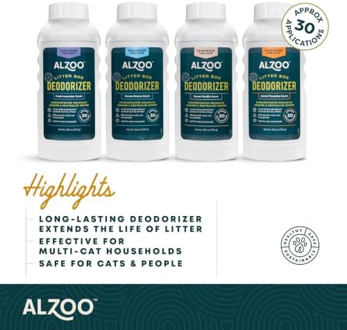 ALZOO Cat Litter Deodorizer, Concentrated Granules Absorb & Help Neutralize Odors, 100% Plant-Based Active Ingredients, Up To 30 Uses, Fresh Lavender Scent, 26.6 Oz., Pack of 2