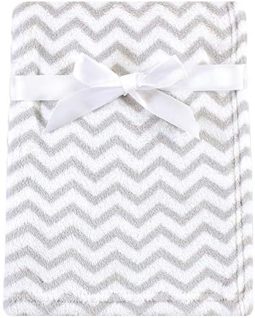 Luvable Friends Unisex Baby Coral Fleece Blanket, Gray Chevron, One Size