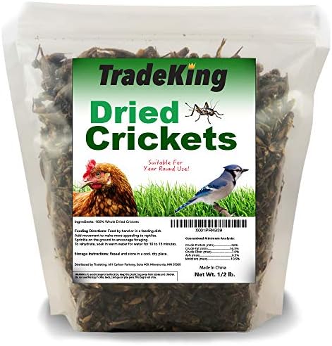 TradeKing Natural Dried Crickets, Food for Bearded Dragons, Wild Birds, Chicken, Fish, & Reptiles (8 oz Resealable Bag) Veterinary Certified