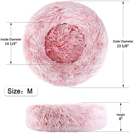 NOYAL Donut Dog Bed for Small Medium Pets, Plush Calming Faux Fur