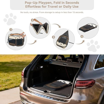 A 4 Pet 40.55-in Dog Playpen, Small Dogs & Puppies, Brown+Beige