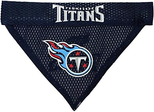 NFL DOG BANDANA - TENNESSEE TITANS REVERSIBLE PET BANDANA. 2 Sided Sports Bandana with a PREMIUM Embroidery TEAM LOGO, Large/X-Large. - 2 Sizes & 32 NFL Teams available