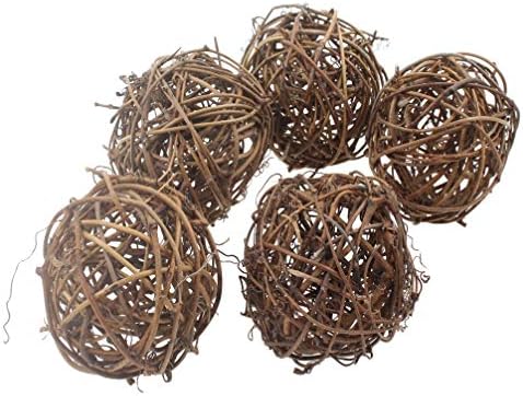 emours Willow Branch Rattan Ball Chew Toys for Small Animals Rabbits Guinea Pigs Chinchillas Pet Rats 5Pcs