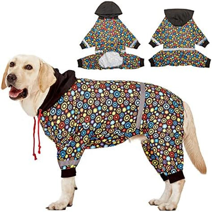 LovinPet Large Dog Bodysuits, Gears and Black Print, M
