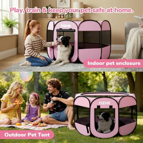 Dog Cat Small Animal Puppy Playpen Crate, Large, Whole Pink
