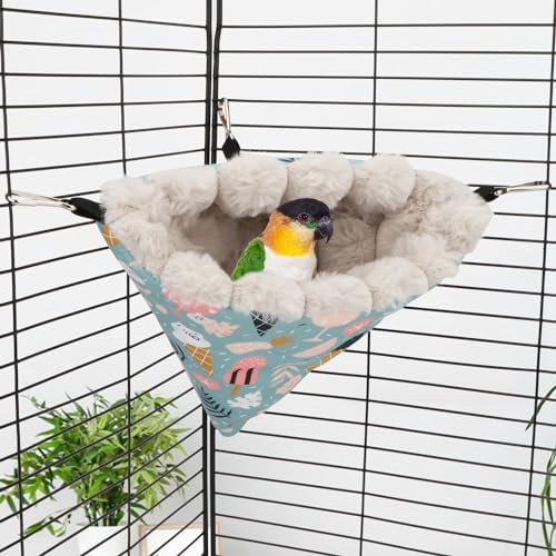Wontee Bird Nest House Winter Warm Hanging Hammock Bird Bed Snuggle Hut for Parakeets Budgies Caique Conures Cockatiels (Medium, Blue)