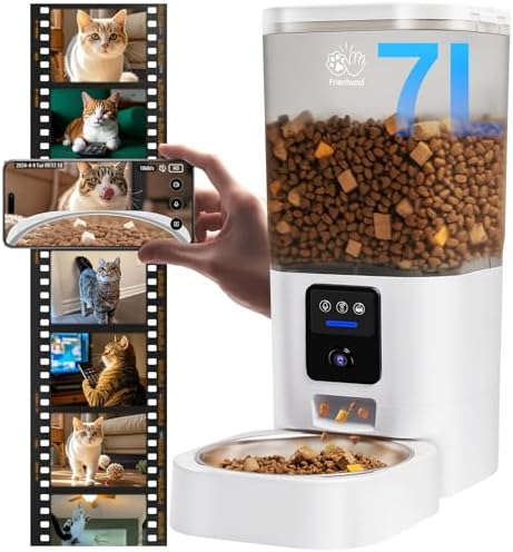 Frienhund Automatic Cat Feeder with 2K Camera: 5G WiFi Automatic Dog Feeder with Night Vision,Cat Food Dispenser with 7L Large Food Storage Container for Multiple Pet,Detachable for Easy Clean -29 Cup