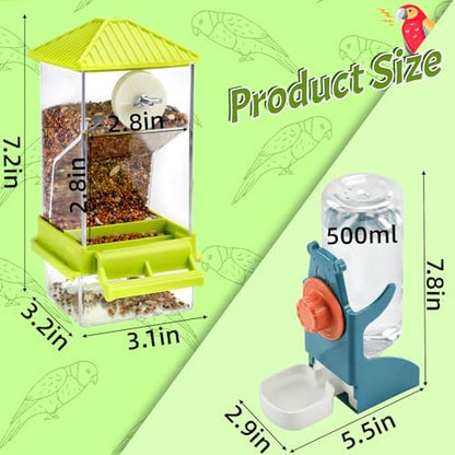 Rypet No-Mess Bird Feeder and Water Dispenser Set for Small Birds