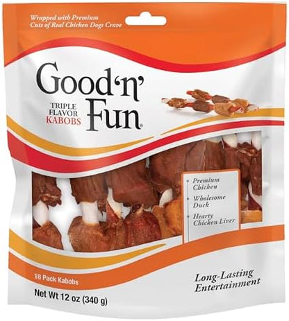 Good 'n' Fun Kabobs Long-Lasting Dog Treat Made With Real Protein, 12 oz