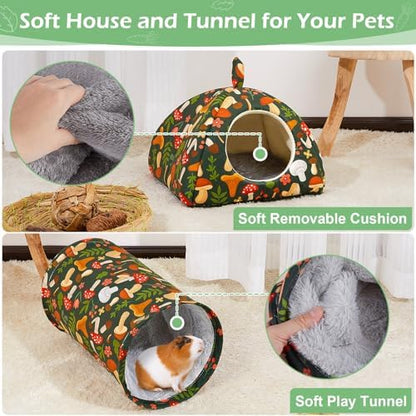 Bienbee Guinea Pig Hideout, 2 Piece Washable Set for Small Animals Large