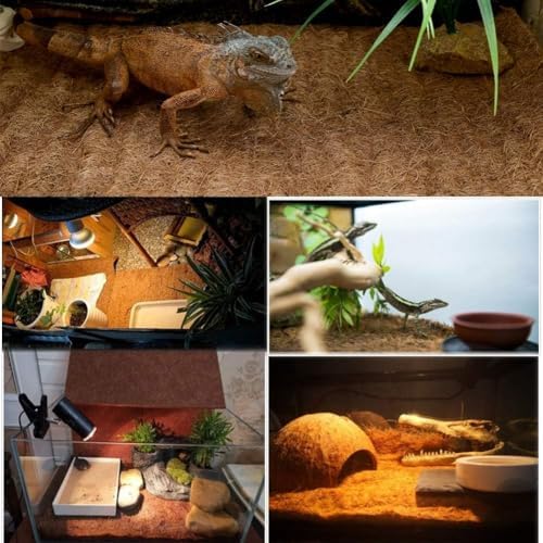 Hamiledyi Reptile Carpet Natural Coconut Fiber Tortoise Carpet Mats 4 Pcs