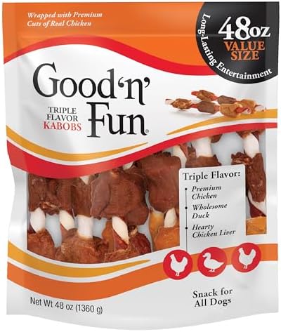 Good N Fun Kabobs Long-Lasting Dog Treat with Protein, 48 oz (2 Pack)