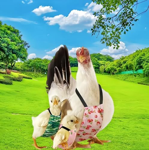 2 Pack Chicken Diapers for Hens, Roosters, Diapers for Ducks, Ducklings, Reusable Pet Diaper with Bow Ties Waterproof Poultry Nappies Pet Clothes for Geese Pet Ducks-Camouflage&Blue,L