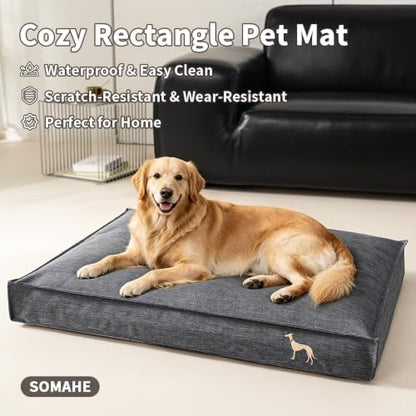 SOMAHE Waterproof Orthopedic Dog Bed, Washable, Large 35x28x4 Black