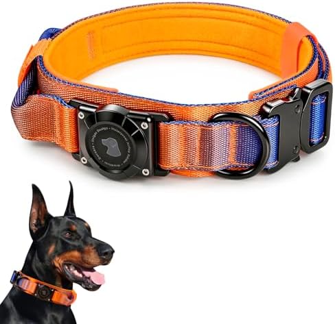 2026 Upgrade Waterproof Tactical AirTag Dog Collar, Built in AirTag Holder