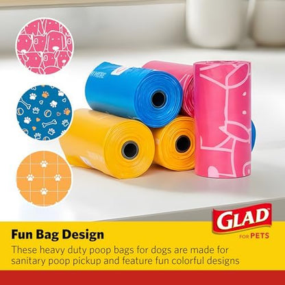 Glad for Pets Scented Dog Waste Bags, Lemon Scent, Multicolor, 90 Count