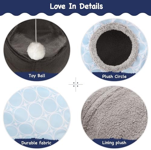 Tempcore Cat Tunnel, 3-Way Collapsible Toy for Indoor Cats, Geometry Blue