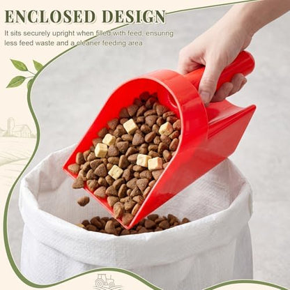 FillTouch 8 Pcs Feed Scoop 2 Qt Plastic Enclosed Heavy Duty Stackable Feed Scoop for Bird Horse Chicken Livestock Animal Ranchers Homesteaders Farmers(Red)