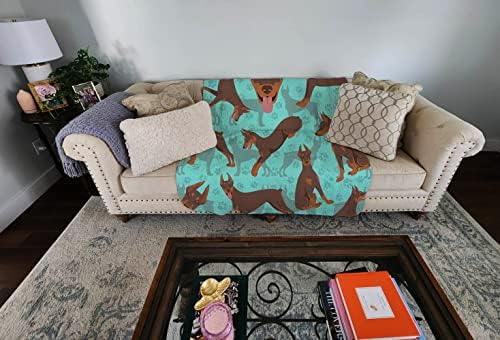 Caroline's Treasures MLM1075LQB Red Doberman Pinscher Quilted Blanket 50x60 Artwork Pattern Quilted Throw Blanket for Bed, Couch, Sofa, Soft and Lightweight