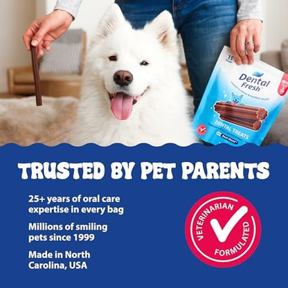 Dental Fresh Dental Treat Sticks for Large Dogs Brush Free Chews, 15 Ct