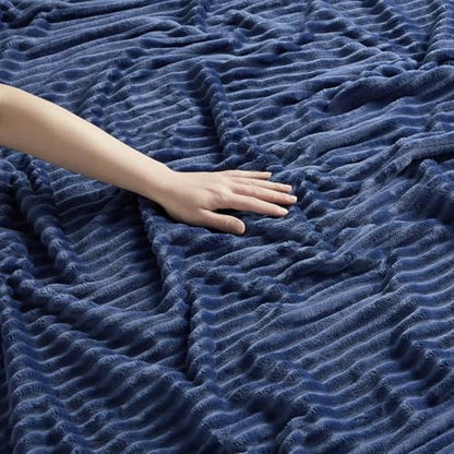 Nestl Blue Throw Blanket for Couch - Cozy Warm Fuzzy Blankets for Women, Set of 2 Small Fleece Throws for Girls - Navy Blue, 50 x 60 Inches