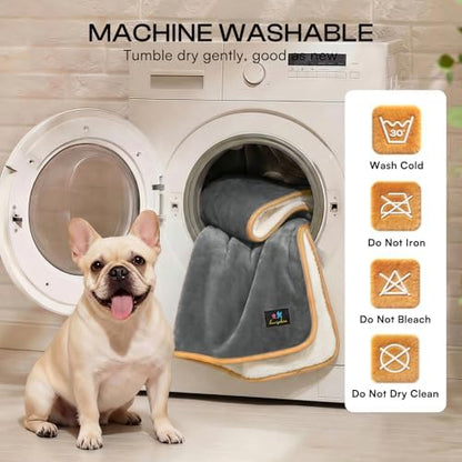 Luciphia Waterproof Pet Blanket, Washable Reversible Sherpa Fleece Throw