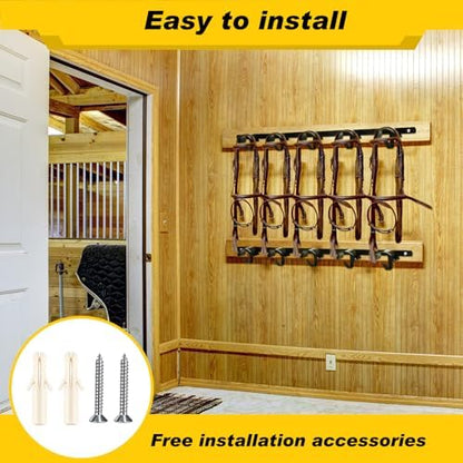 Zonon 4 Pcs Bridle Rack for Horse Wall Mount, Horse Tack Bulk, Five Hooks